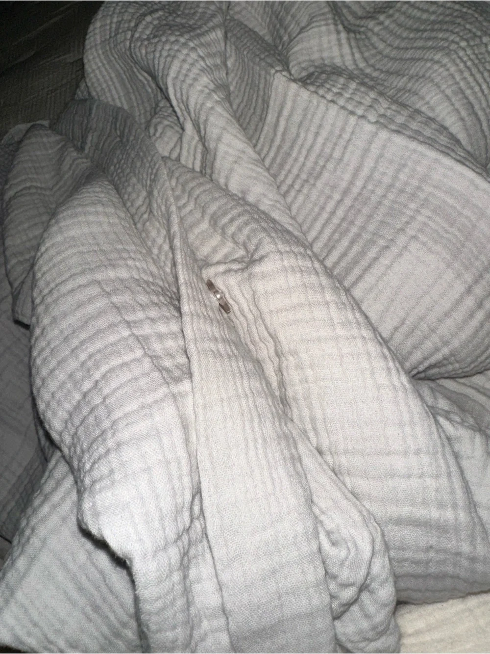 QUINCE Organic Airy Gauze Duvet Cover in Light Grey Buttons Full/Queen - NWOT